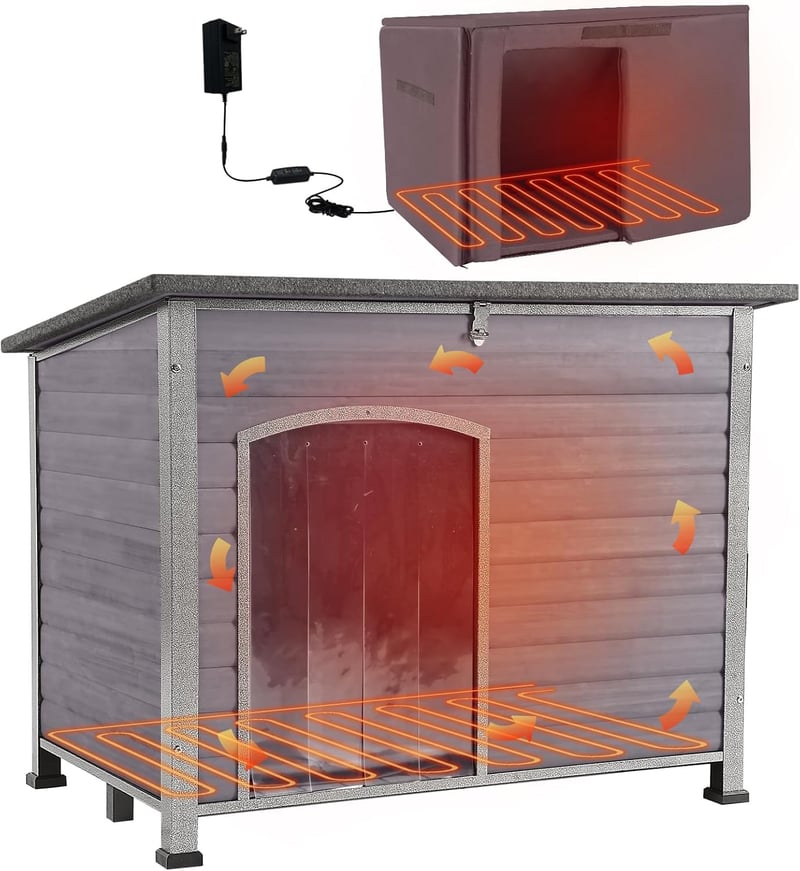 Heated Outdoor Dog House with Insulated Liner for All Sizes