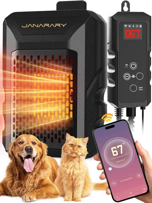 Outdoor Pet Heater with WiFi Control & Waterproof Thermostat