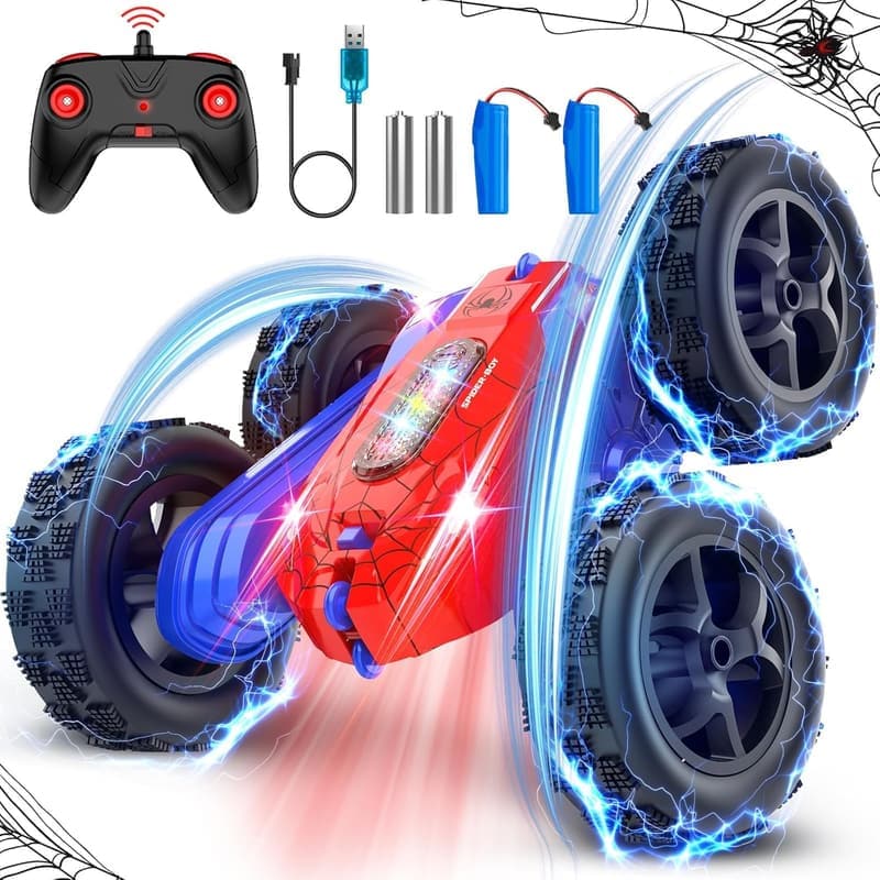 360° Flipping Remote Control Stunt Car with LED Lights for Kids