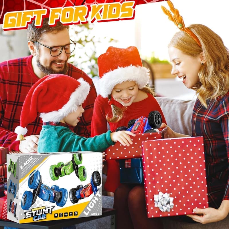 360° Flipping Remote Control Stunt Car with LED Lights for Kids