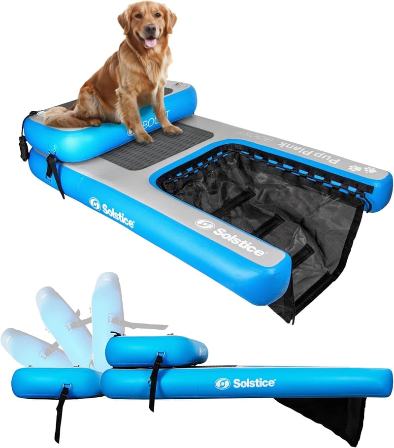 Dog Pool Float with Ramp - Solstice Inflatable Plank, 220 lbs