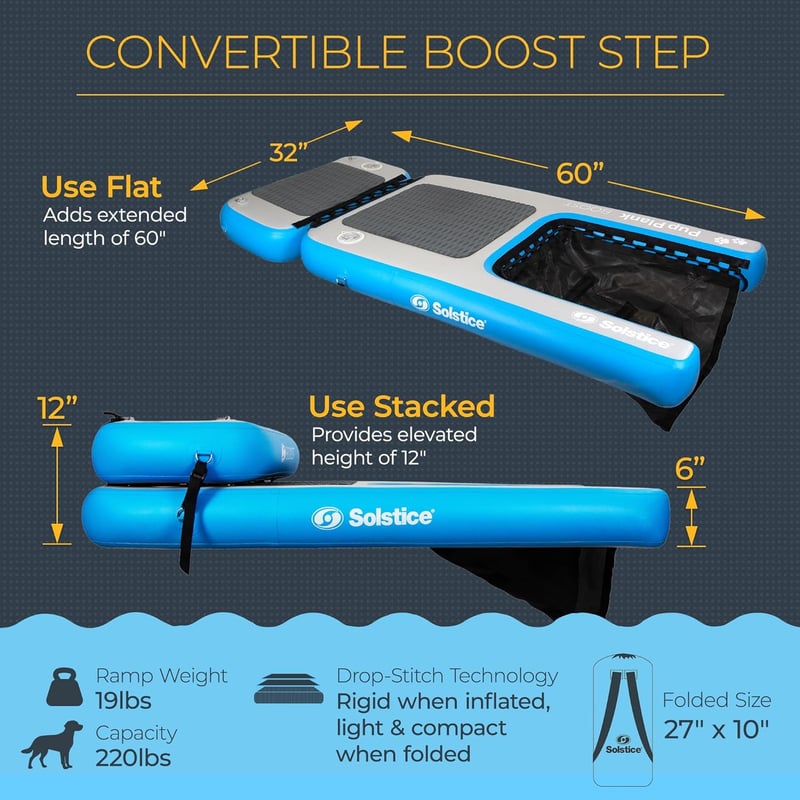 Dog Pool Float with Ramp - Solstice Inflatable Plank, 220 lbs