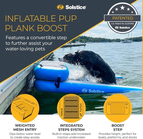 Dog Pool Float with Ramp - Solstice Inflatable Plank, 220 lbs