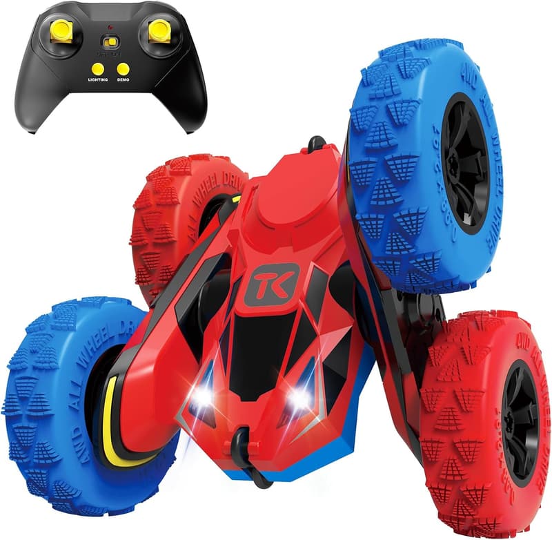 Double-Sided RC Stunt Car with Lights for Kids 6-12
