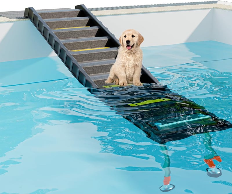 Foldable Dog Pool Ramp for Easy Access, Up to 200lbs