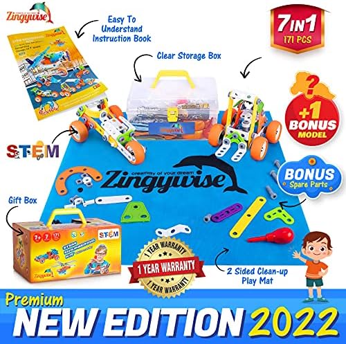 7-in-1 STEM Building Toy for Boys Ages 7-12 - 171-Piece Set