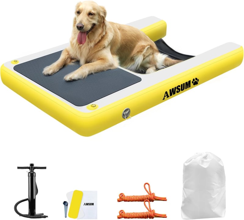 Inflatable Dog Water Ramp Float with Non-Slip Safety Pad