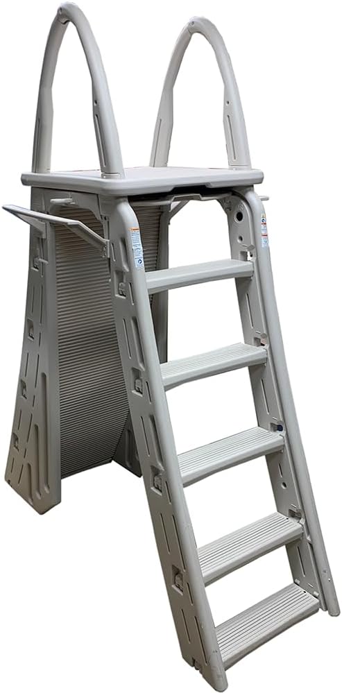 Adjustable A-Frame Safety Ladder for Above Ground Pools
