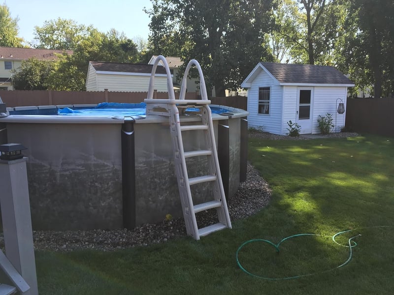 Adjustable A-Frame Safety Ladder for Above Ground Pools