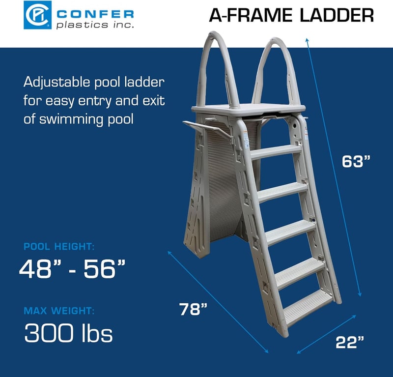 Adjustable A-Frame Safety Ladder for Above Ground Pools