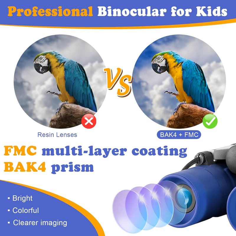 Kids' Binoculars, 8x21 High-Resolution Optics, for Ages 3-12