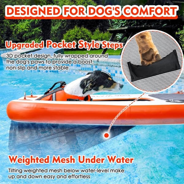 Dog Boat Pool Ladder with Nonslip Steps for 150lbs Dogs