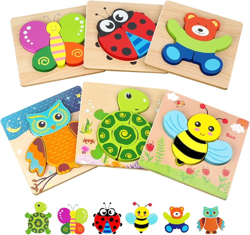 Wooden Animal Jigsaw Puzzles for Toddler Skill Development