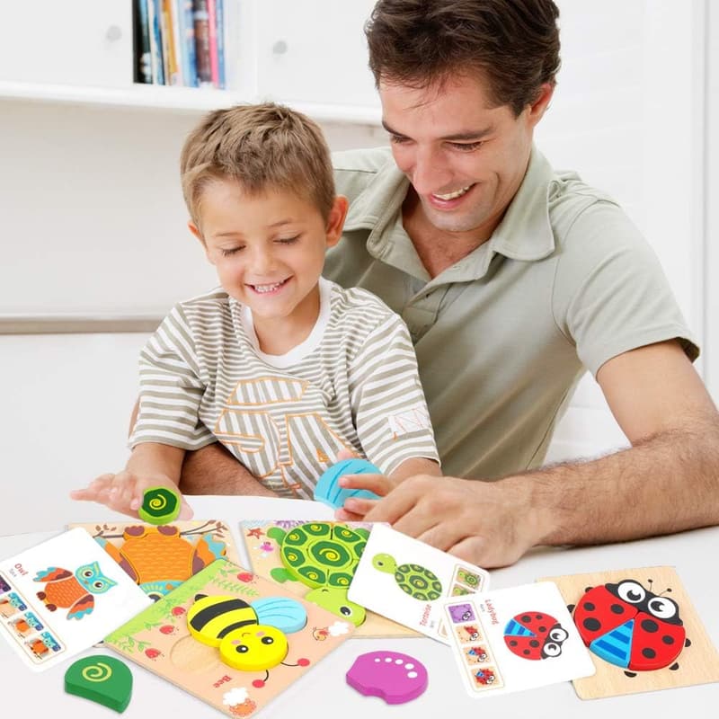 Wooden Animal Jigsaw Puzzles for Toddler Skill Development
