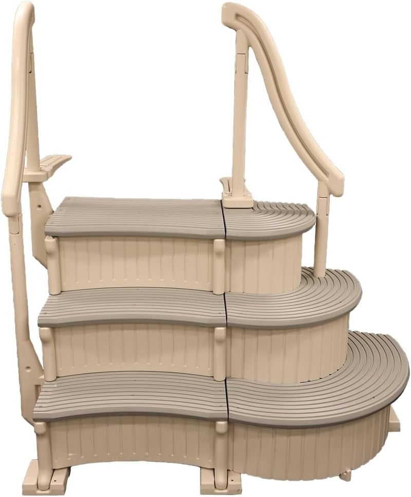 Inground Pool Step with Handrails & Adjustable Brackets - Grey