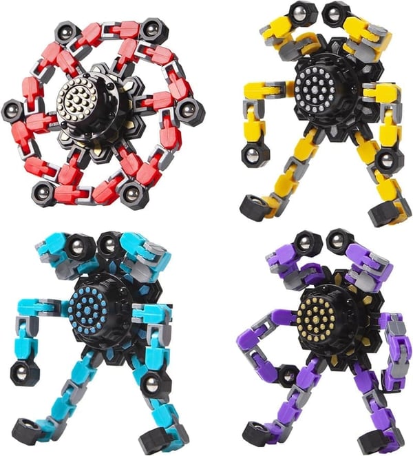 Transformable Fidget Spinners - 4 Pack Sensory Toys for Kids