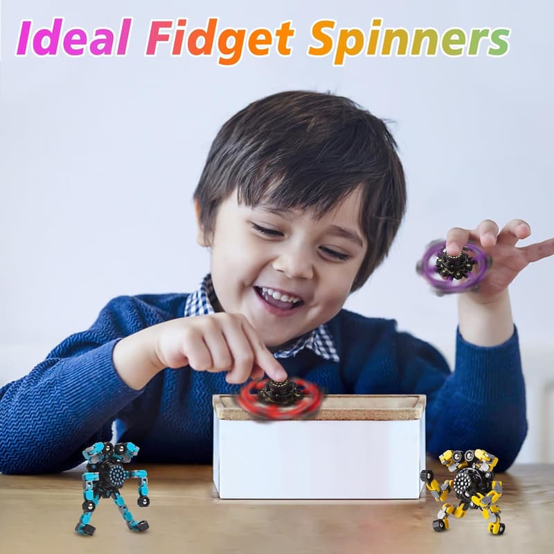 Transformable Fidget Spinners - 4 Pack Sensory Toys for Kids