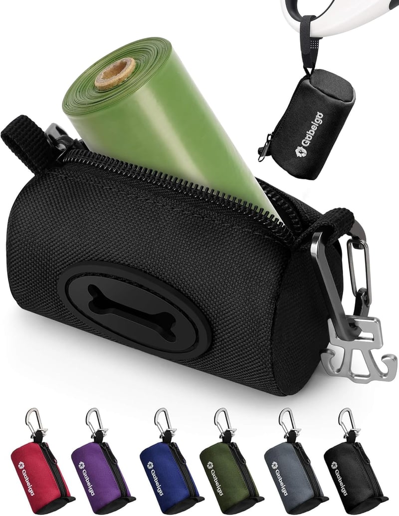 Dog Poop Bag Holder for Leash with 15 Unscented Bags (Black)