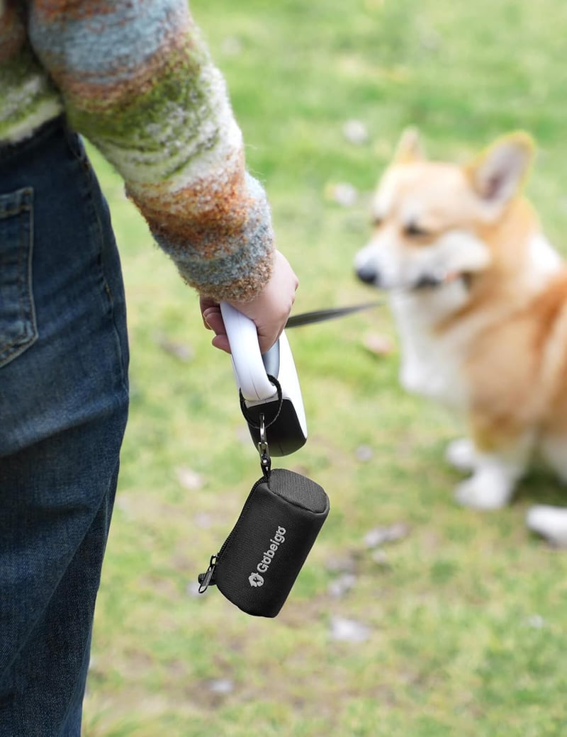 Dog Poop Bag Holder for Leash with 15 Unscented Bags (Black)