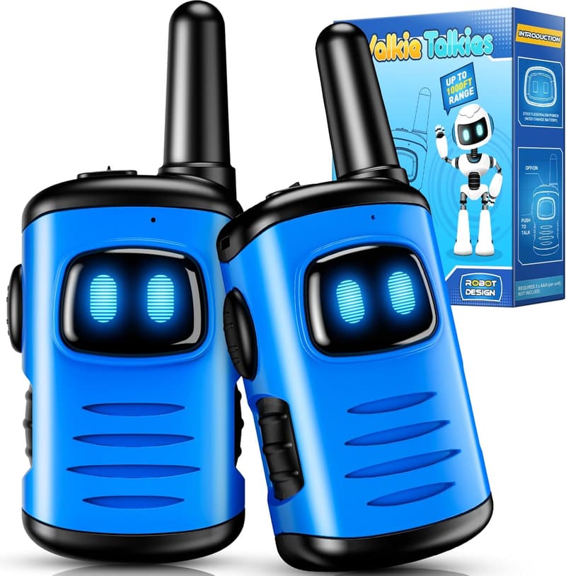 Kids Mini Robot Walkie Talkies - 2 Pack Birthday Gift for Ages 4-8