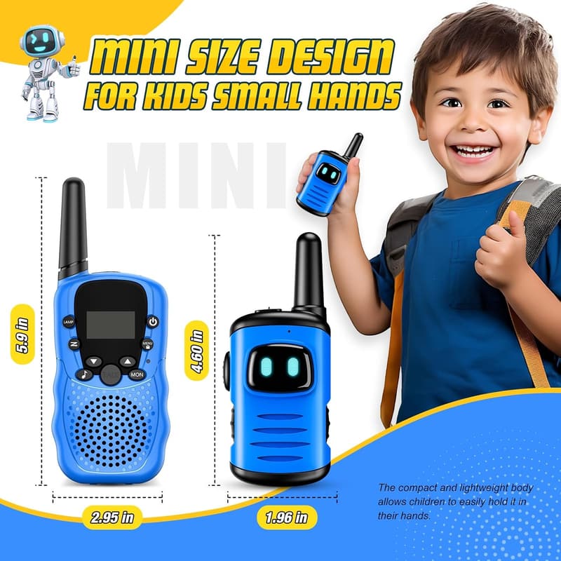 Kids Mini Robot Walkie Talkies - 2 Pack Birthday Gift for Ages 4-8