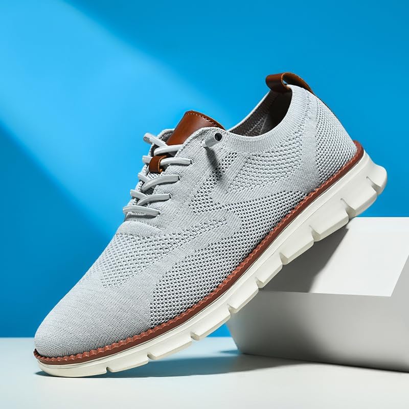 Light Grey Mesh Dress Sneakers for Business Casual Wear