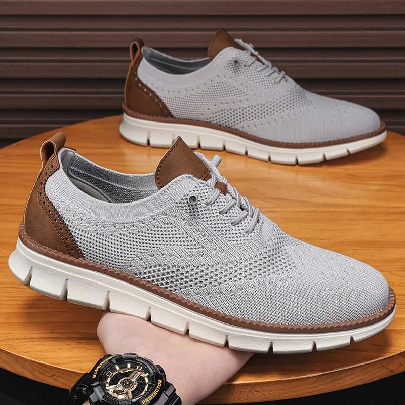 Light Grey Mesh Dress Sneakers for Business Casual Wear