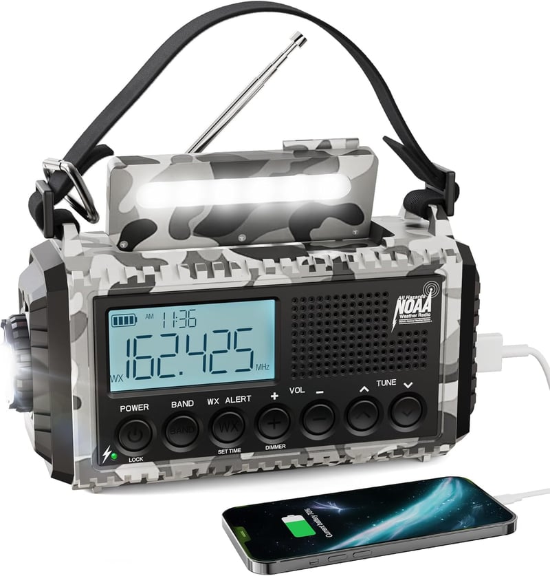Emergency Solar Radio with 12000mAh Battery and Flashlight