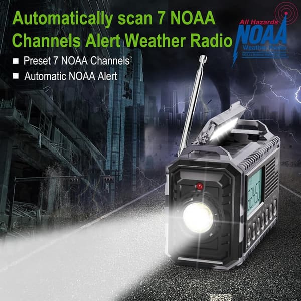 Emergency Solar Radio with 12000mAh Battery and Flashlight