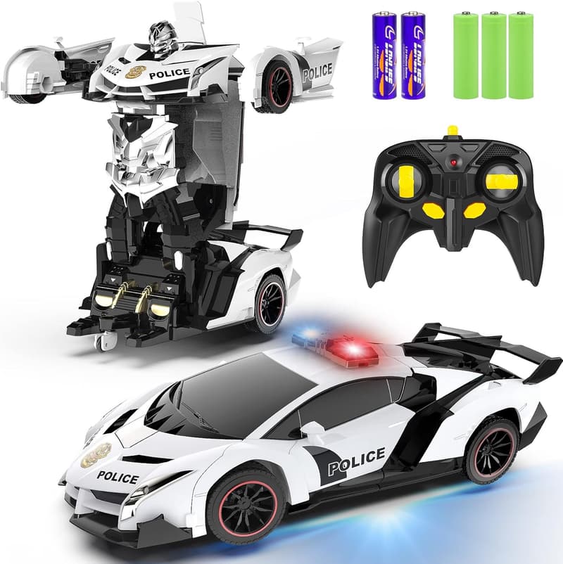 Transforming Police Car Remote Control Toy - 1:18 Scale, 2.4GHz