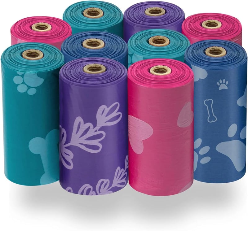 Leak-Proof Dog Poop Bags - 150 Count, Tear Resistant, Assorted Colors