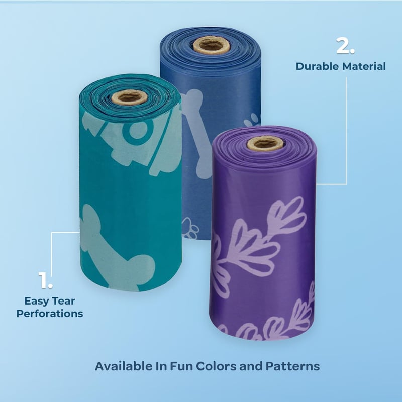 Leak-Proof Dog Poop Bags - 150 Count, Tear Resistant, Assorted Colors