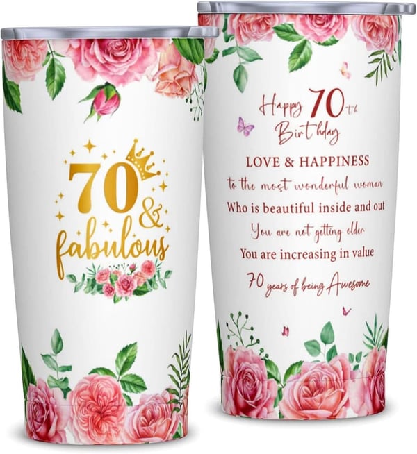 70th Birthday 20oz Tumbler Gift for Women