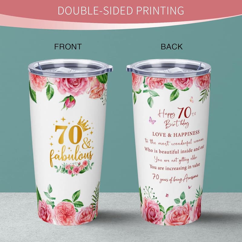 70th Birthday 20oz Tumbler Gift for Women