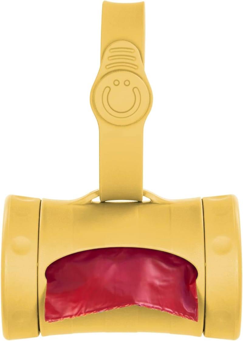 Retractable Dog Poop Bag Holder with Scented Bags - Yellow