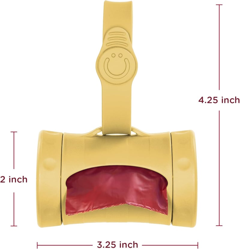 Retractable Dog Poop Bag Holder with Scented Bags - Yellow