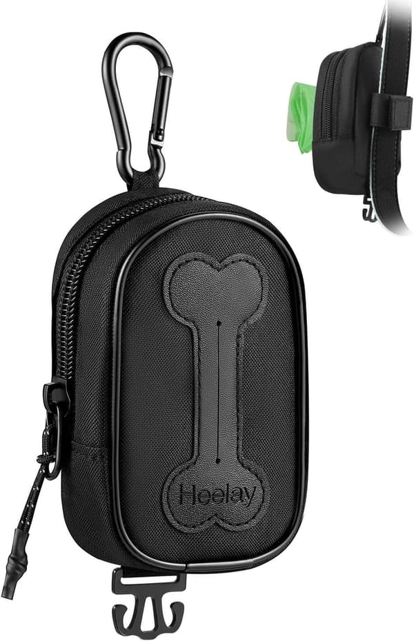 Hands-Free Dog Poop Bag Holder with Waterproof Zippered Pouch