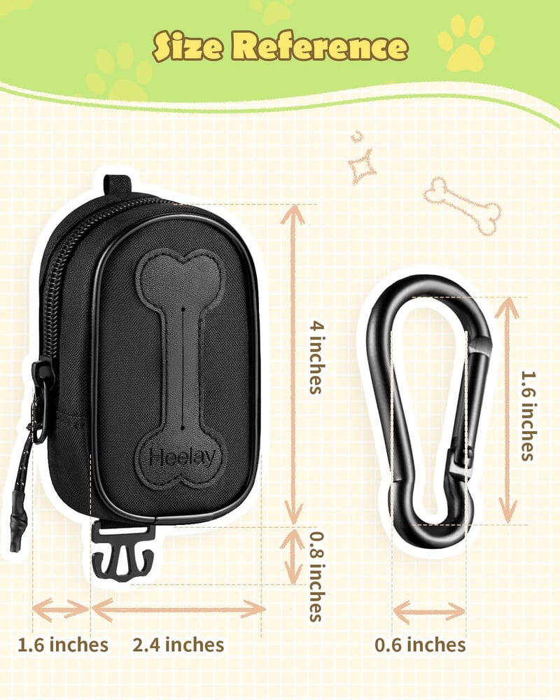 Hands-Free Dog Poop Bag Holder with Waterproof Zippered Pouch