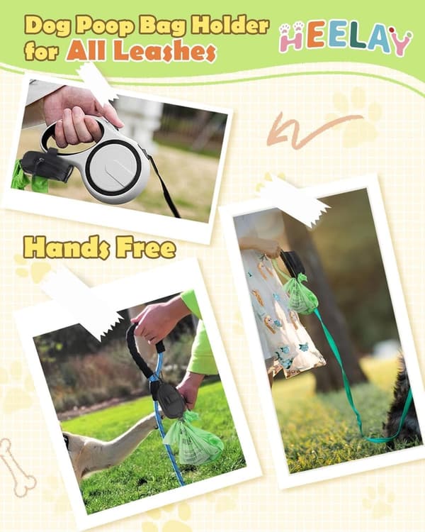 Hands-Free Dog Poop Bag Holder with Waterproof Zippered Pouch
