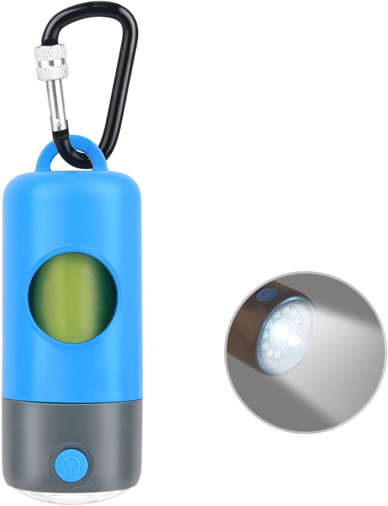 Rechargeable Dog Poop Bag Dispenser with LED Flashlight & 15 Bags