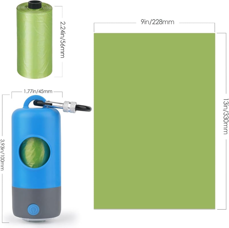 Rechargeable Dog Poop Bag Dispenser with LED Flashlight & 15 Bags