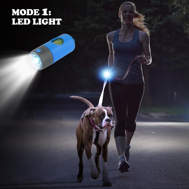 Rechargeable Dog Poop Bag Dispenser with LED Flashlight & 15 Bags