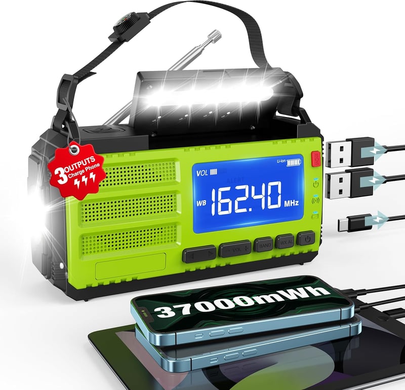 Emergency Hand Crank Radio with Solar Charging & Flashlight