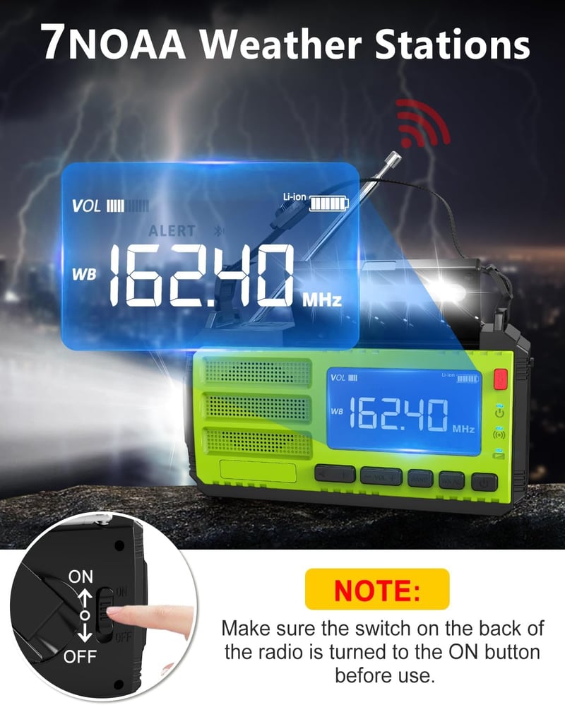 Emergency Hand Crank Radio with Solar Charging & Flashlight