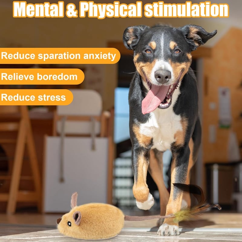 Interactive Dog Toy - Moving Fake Mouse with Sound & Tail