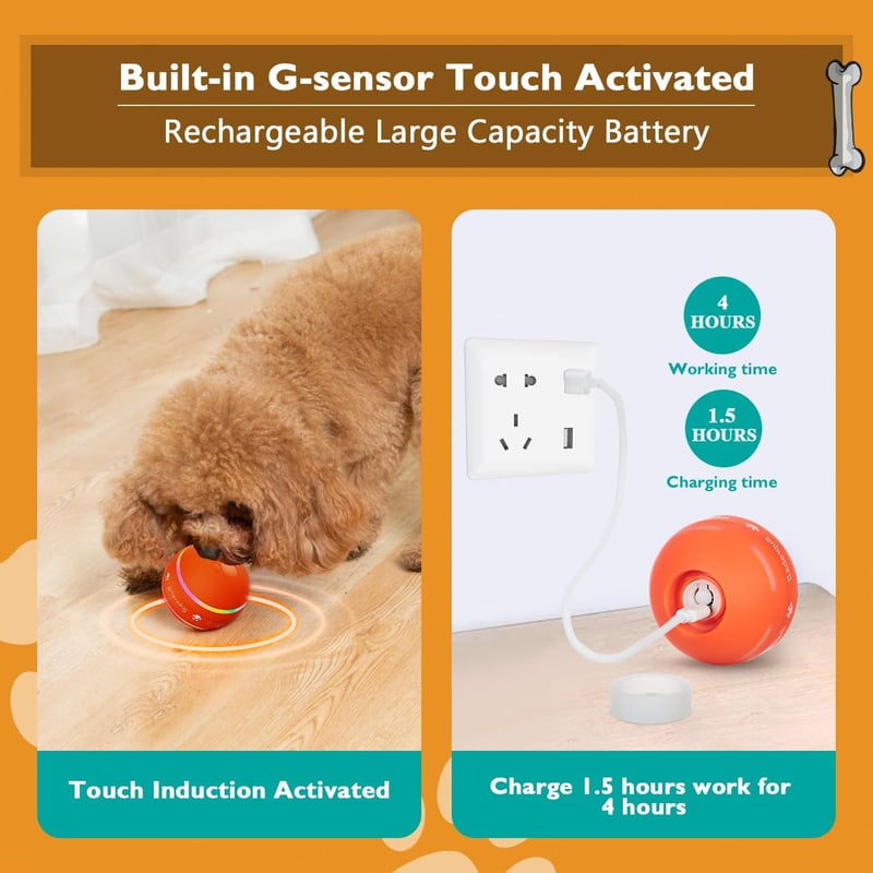 Interactive Automatic Dog Ball Toy, USB Rechargeable for All Sizes