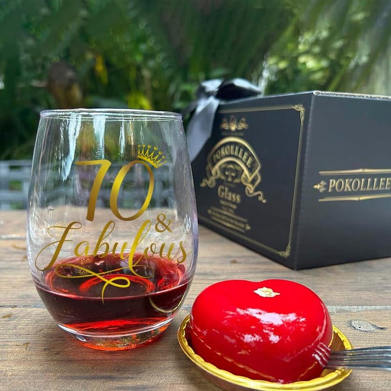 70th Birthday Wine Glass Gift for Women - Funny & Fabulous
