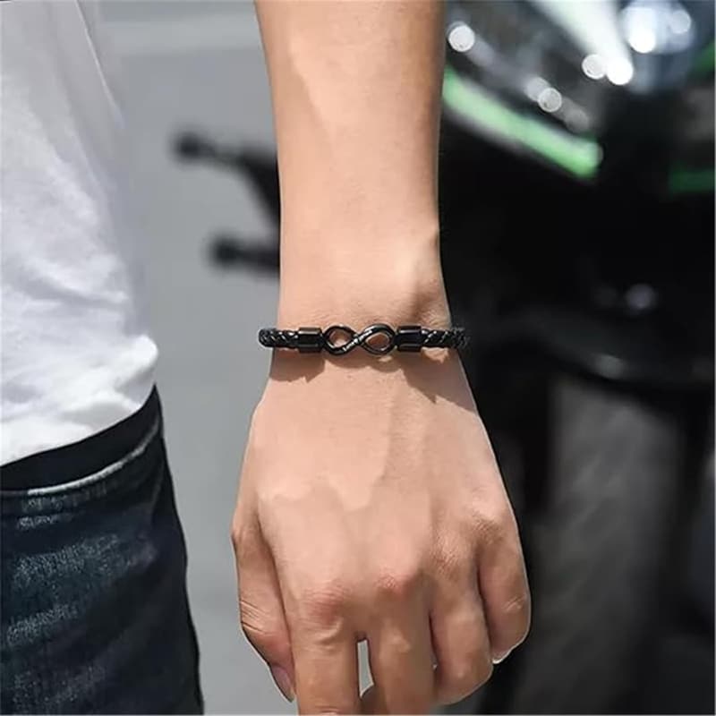 Personalized Infinity Leather Bracelet for Men