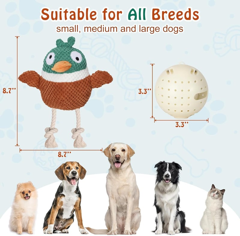 Interactive Duck Dog Toy with Electric Moving Ball for Aggressive Chewers