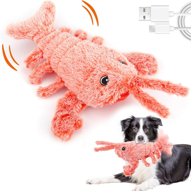 Interactive Wiggly Lobster Dog Toy - Moving, Rechargeable Fun